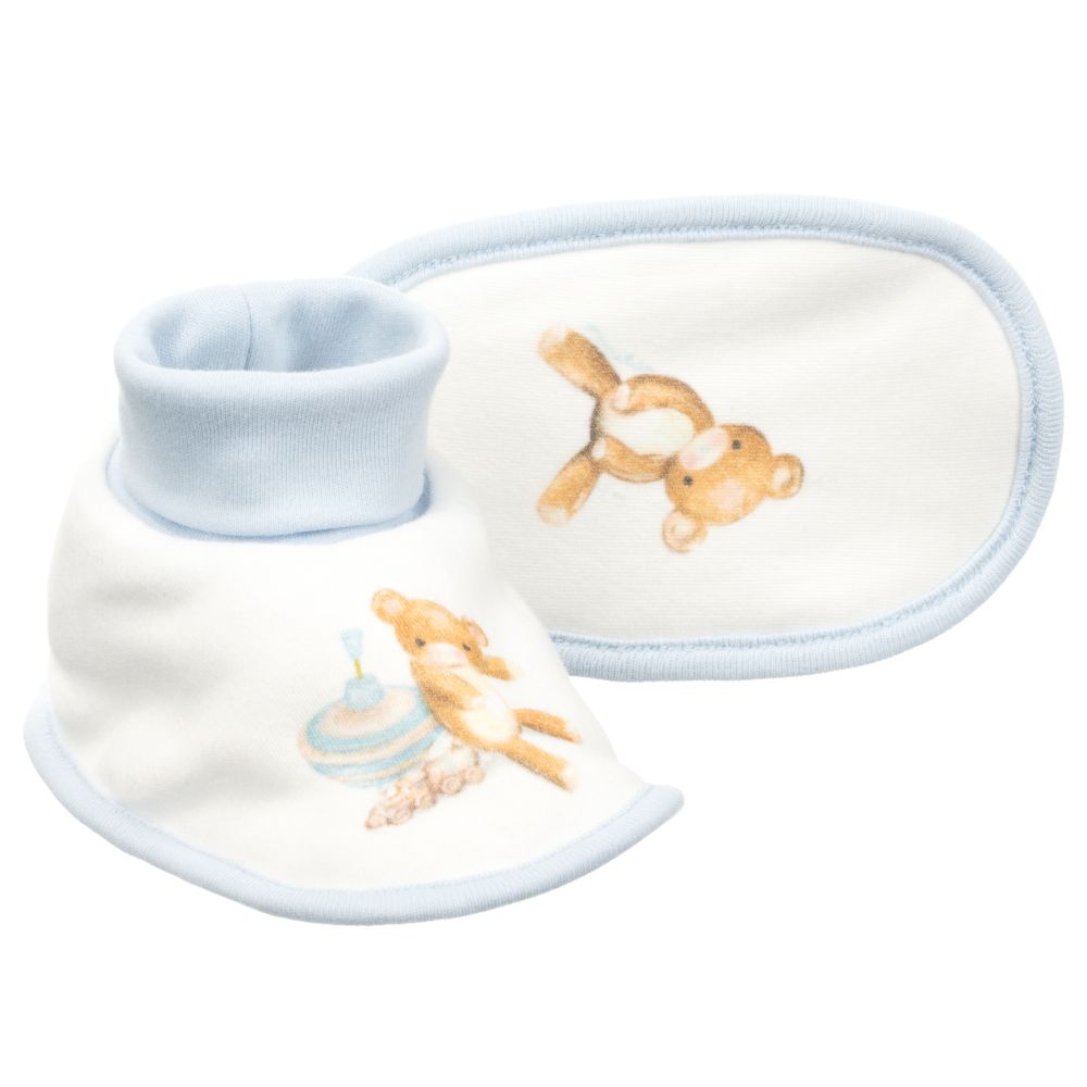 Monnalisa - Blue & Ivory Baby Booties | Childrensalon