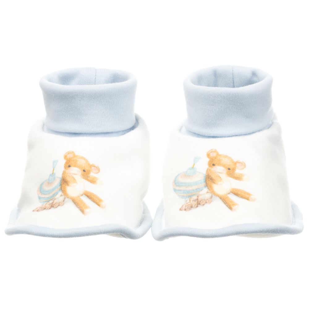Monnalisa-Blue & Ivory Baby Booties | Childrensalon Outlet