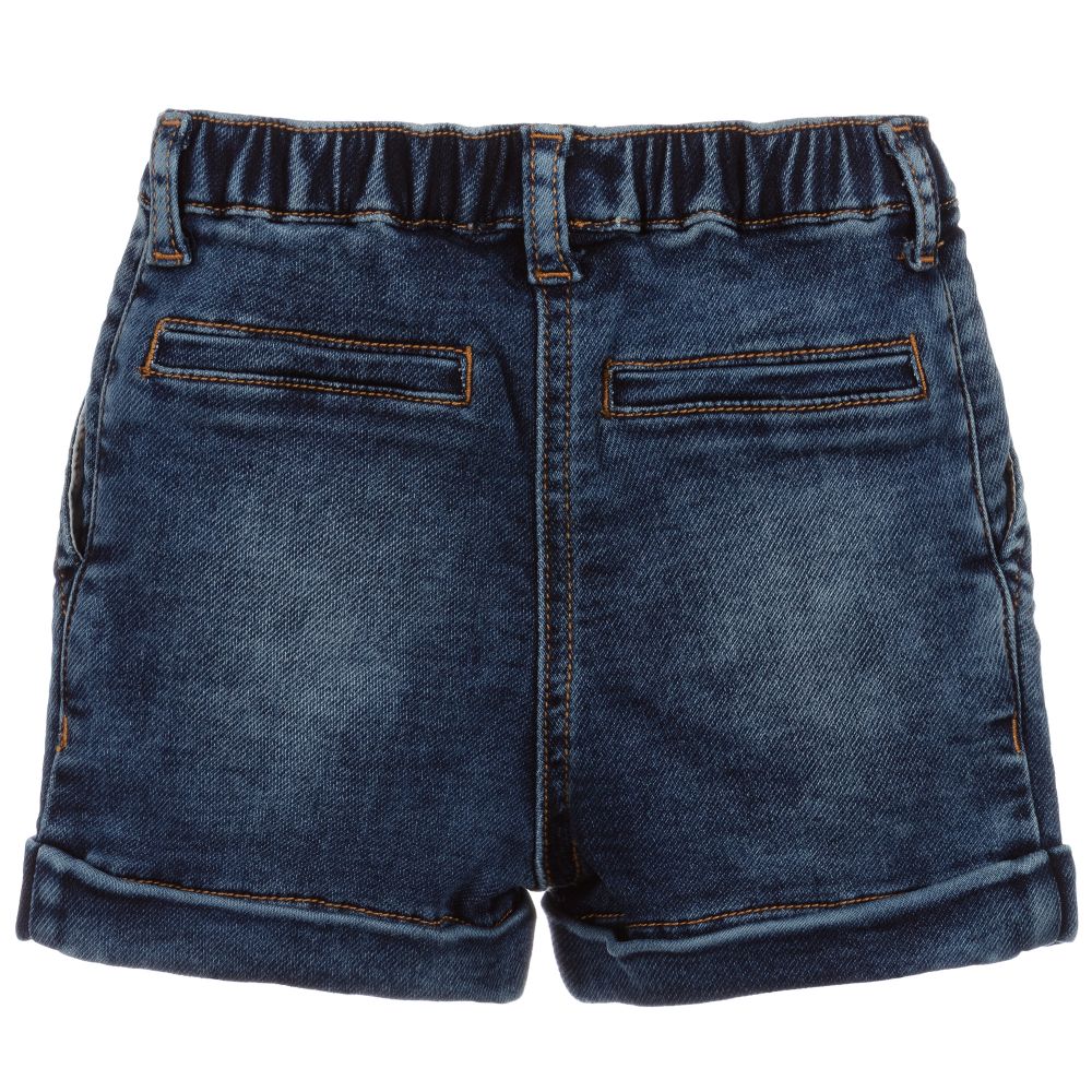 Monnalisa-شورت أطفال بناتي قطن دنيم مطرز لون أزرق | Childrensalon Outlet