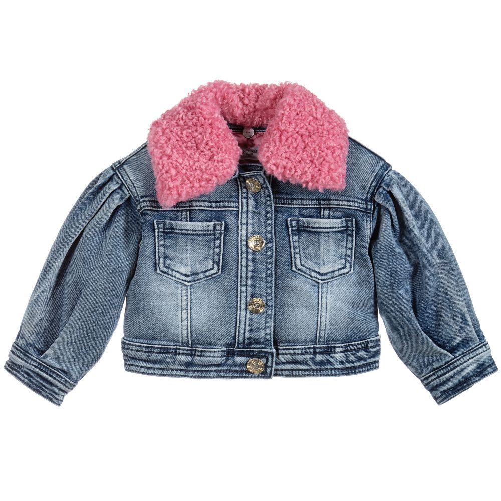 Monnalisa - Blue Jersey Denim Jacket  | Childrensalon