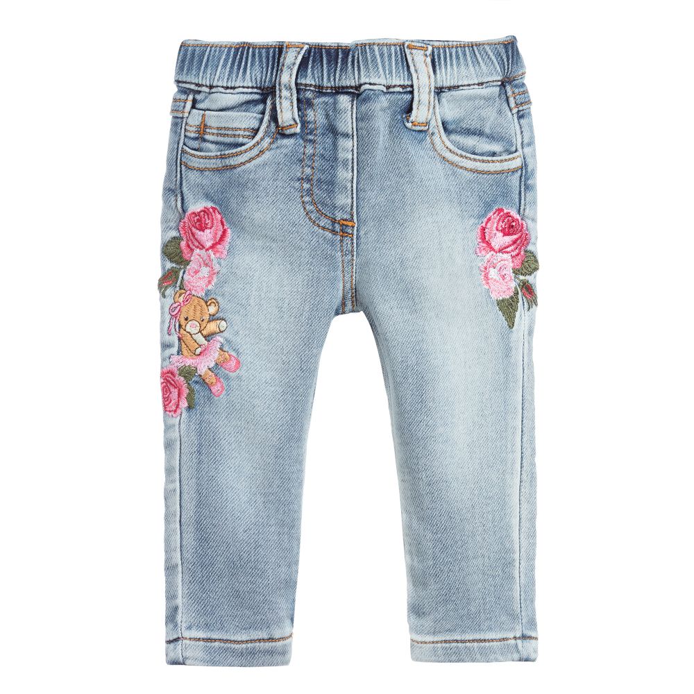 Monnalisa - Blue & Pink Denim Jeans | Childrensalon