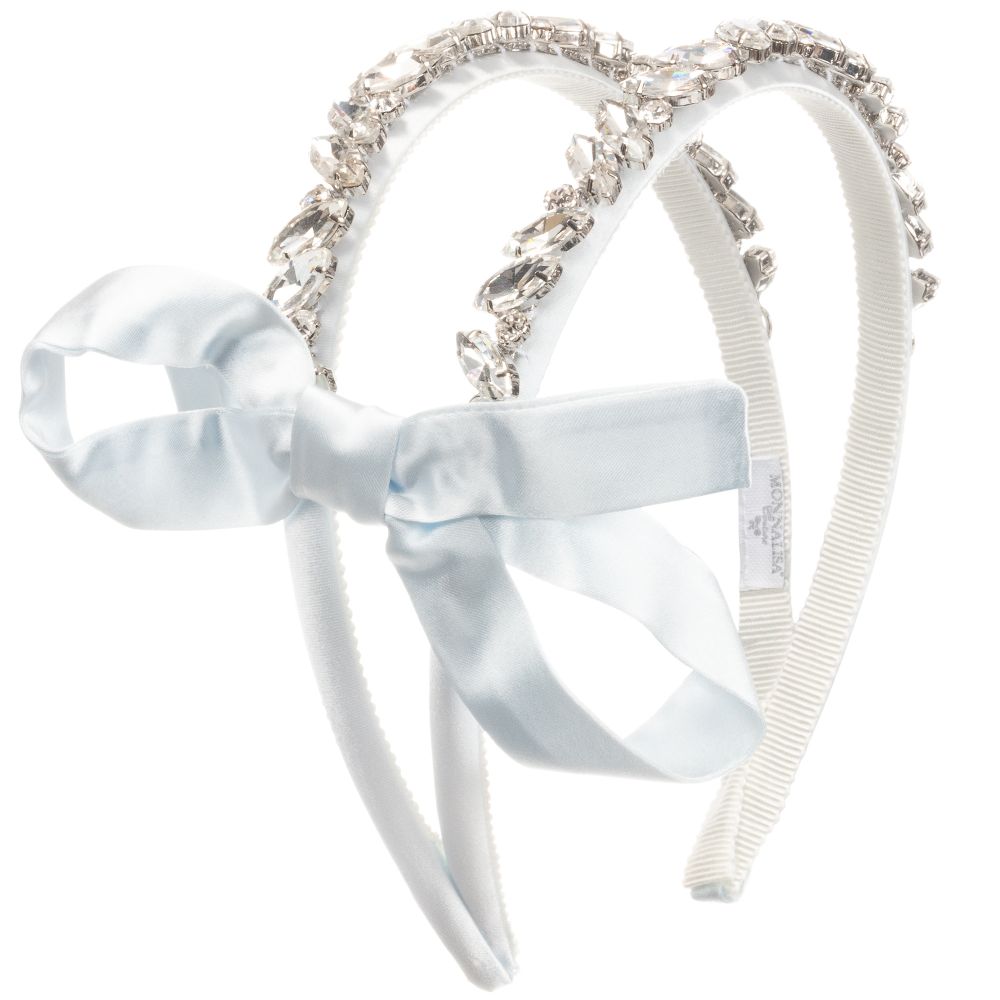 Monnalisa-Blue Satin & Gem Hairband | Childrensalon Outlet