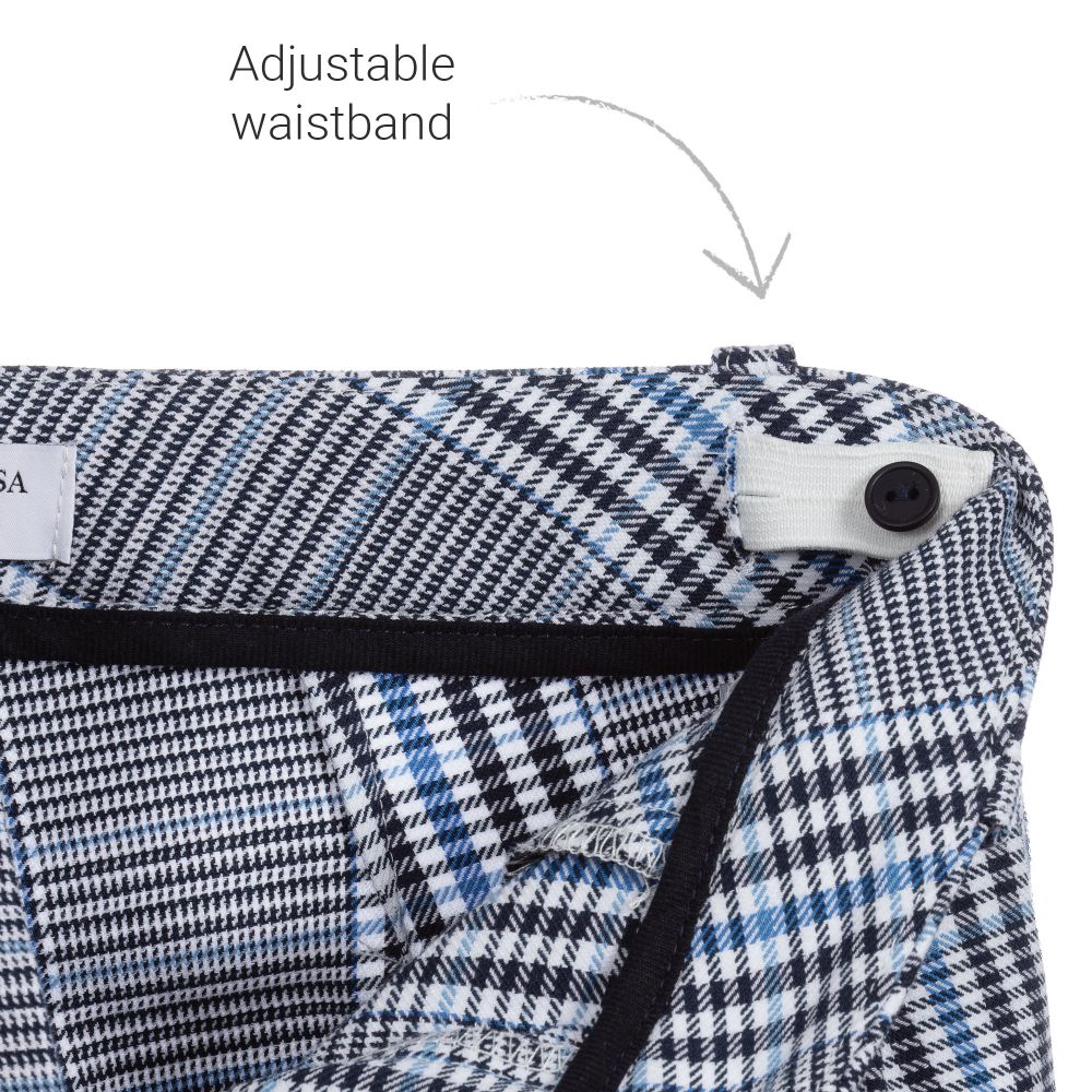 Monnalisa-Хлопковые брюки в голубую клетку | Childrensalon Outlet