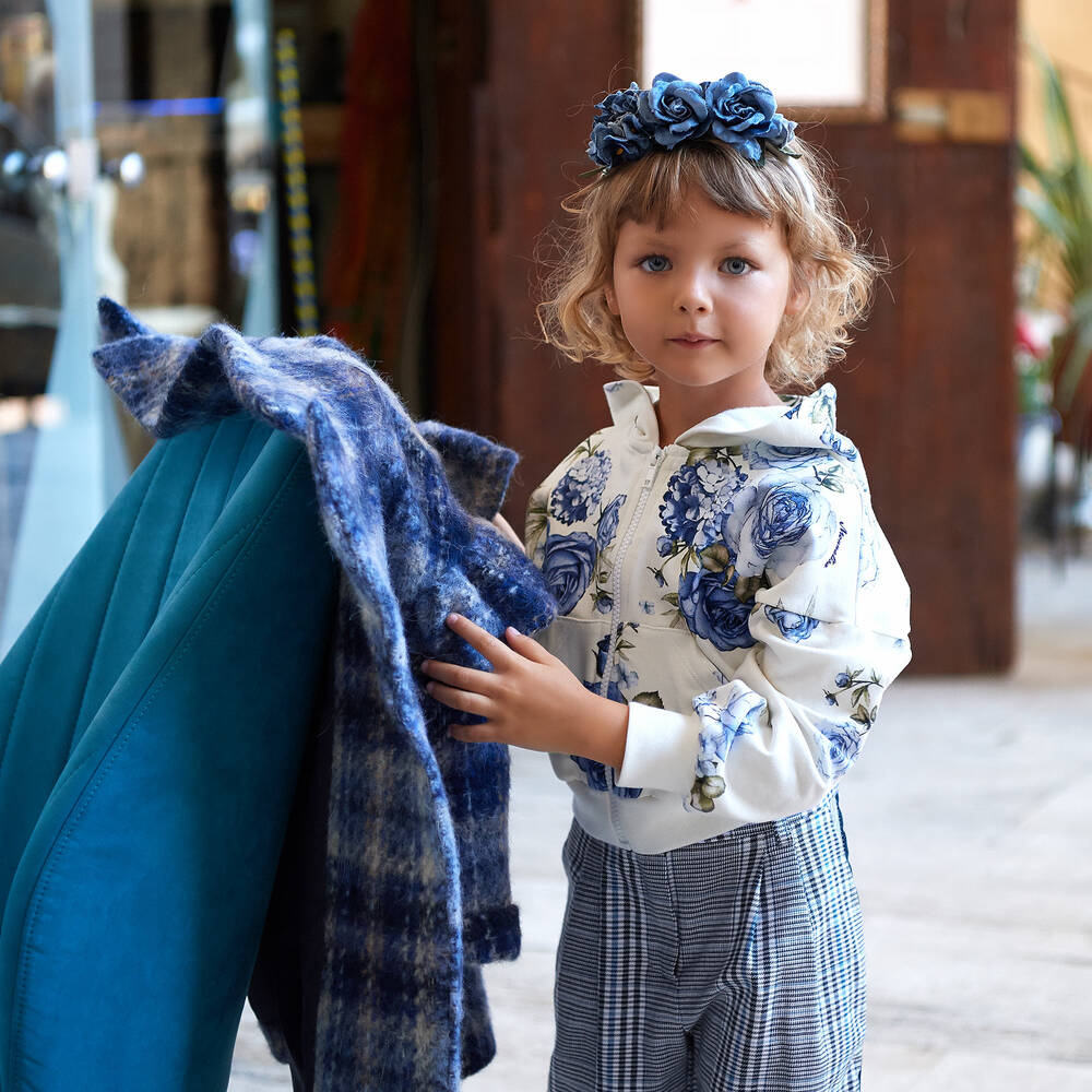 Monnalisa-Хлопковые брюки в голубую клетку | Childrensalon Outlet