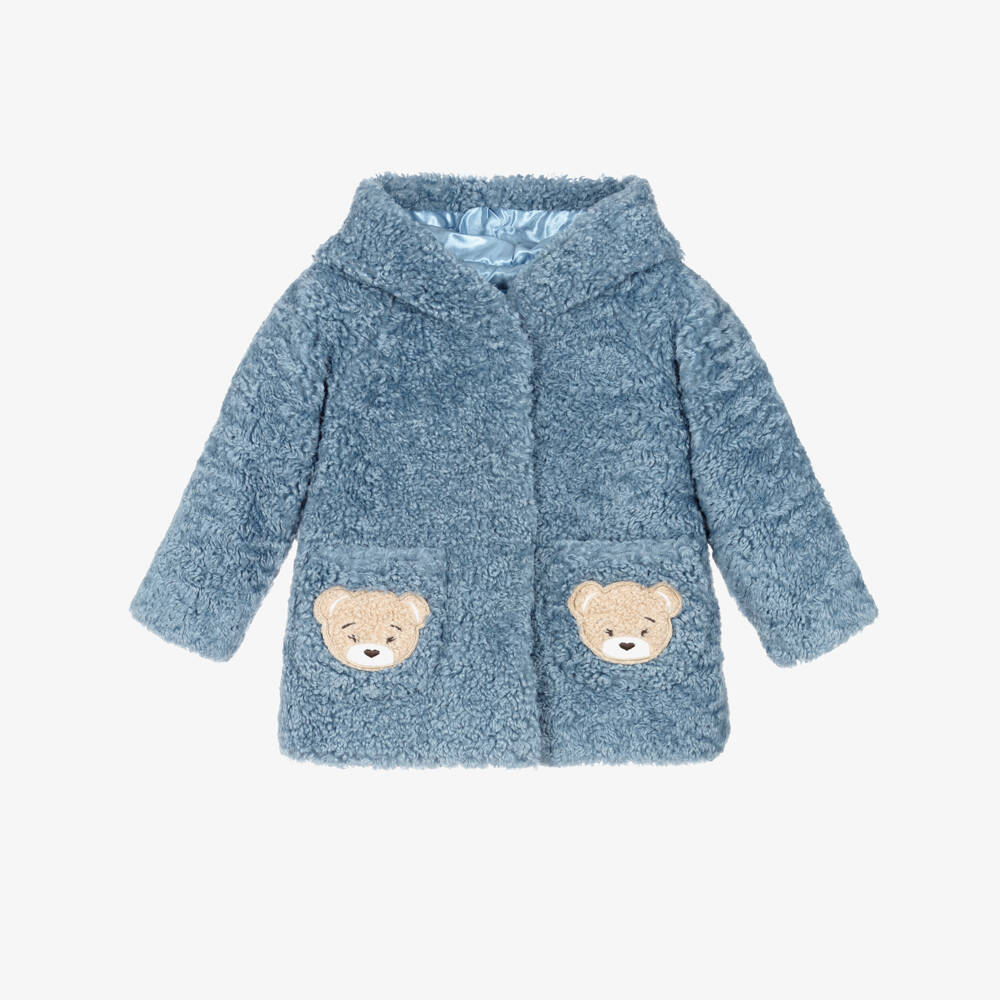 Monnalisa-Blue Teddy Coat | Childrensalon Outlet