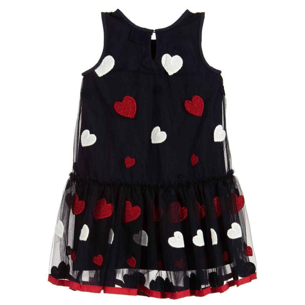 Monnalisa-Blue Tulle Heart Dress | Childrensalon Outlet