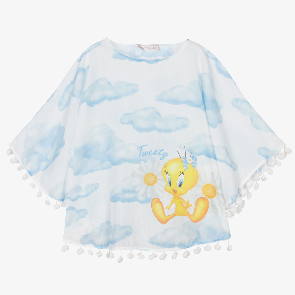 Monnalisa - Blauer Tweety Strand-Poncho | Childrensalon