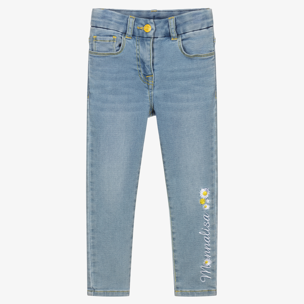 Monnalisa - Blaue Tweety Jeans mit Gänseblümchen | Childrensalon