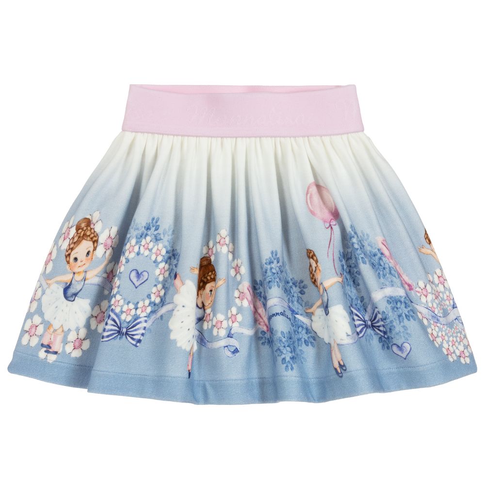 Monnalisa - Blue Viscose Jersey Skirt | Childrensalon