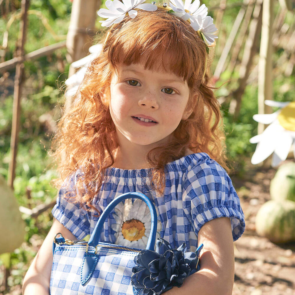 Monnalisa-Blue & White Gingham Blouse | Childrensalon Outlet