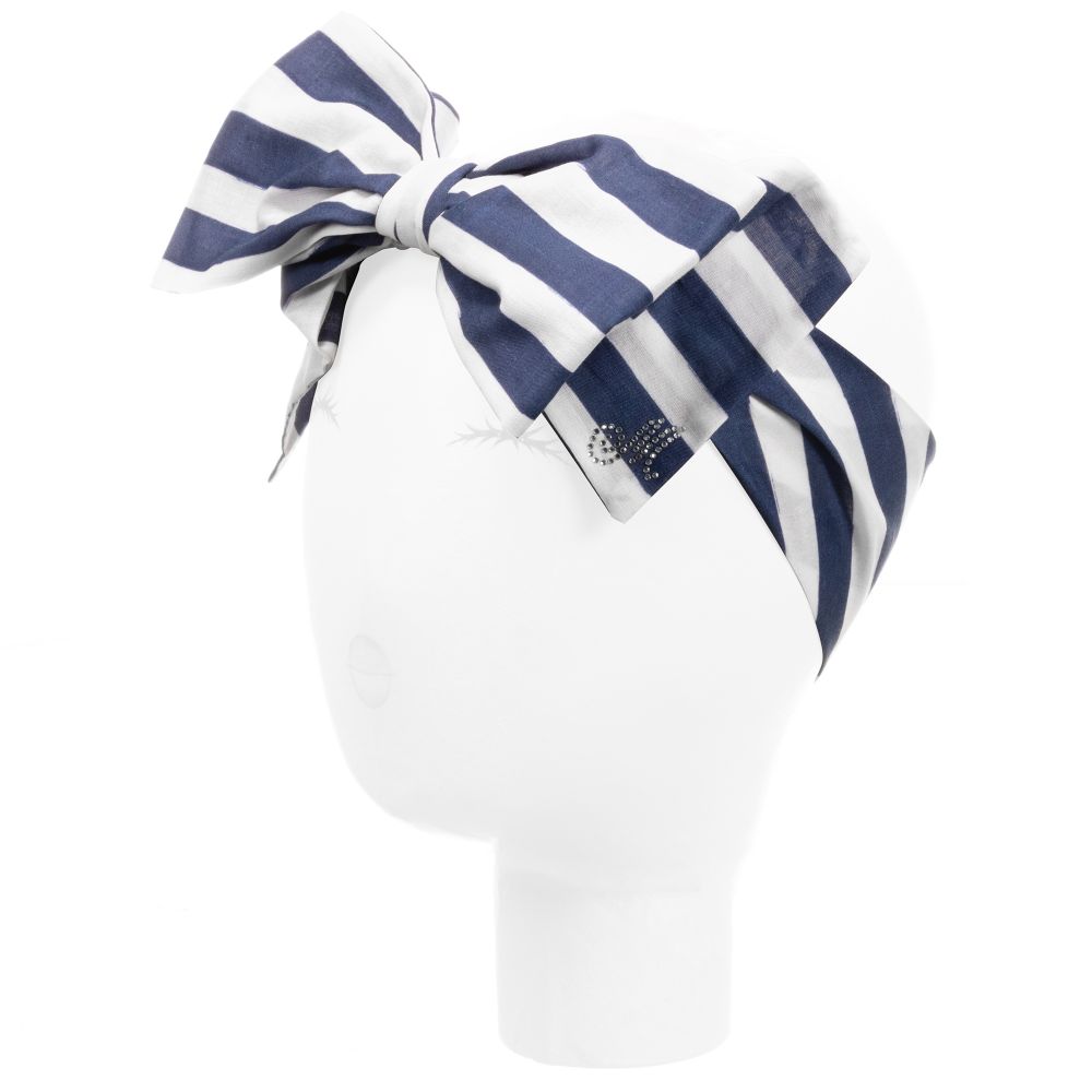 Monnalisa - Blue & White Striped Headband | Childrensalon