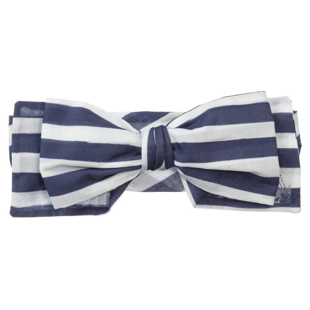 Monnalisa-Blue & White Striped Headband | Childrensalon Outlet