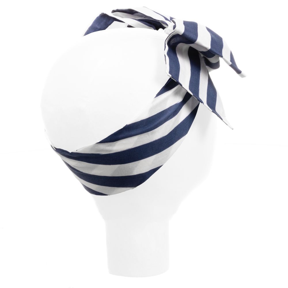Monnalisa-Blue & White Striped Headband | Childrensalon Outlet