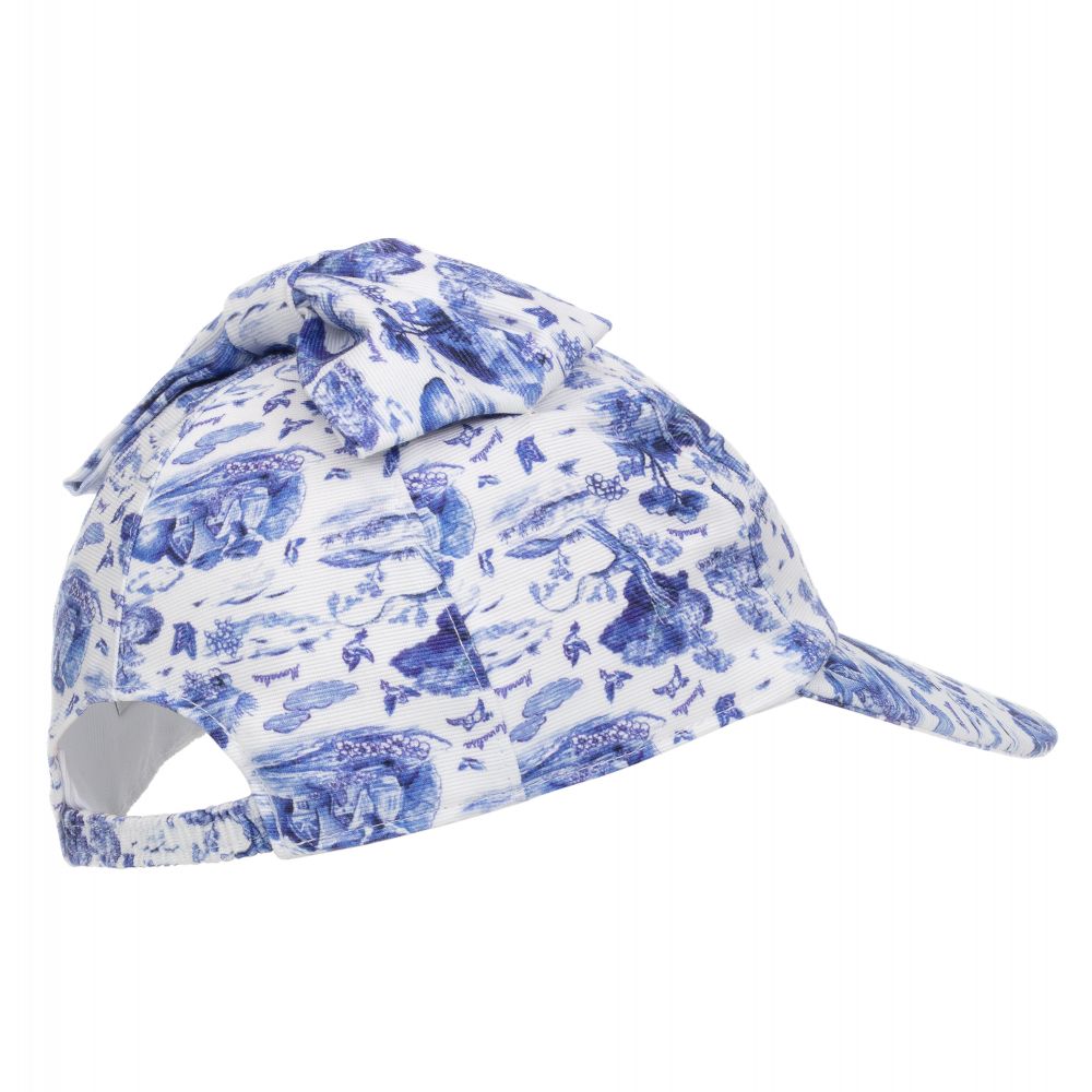 موناليزا-كاب قطن لون أبيض وأزرق للبنات | Childrensalon Outlet