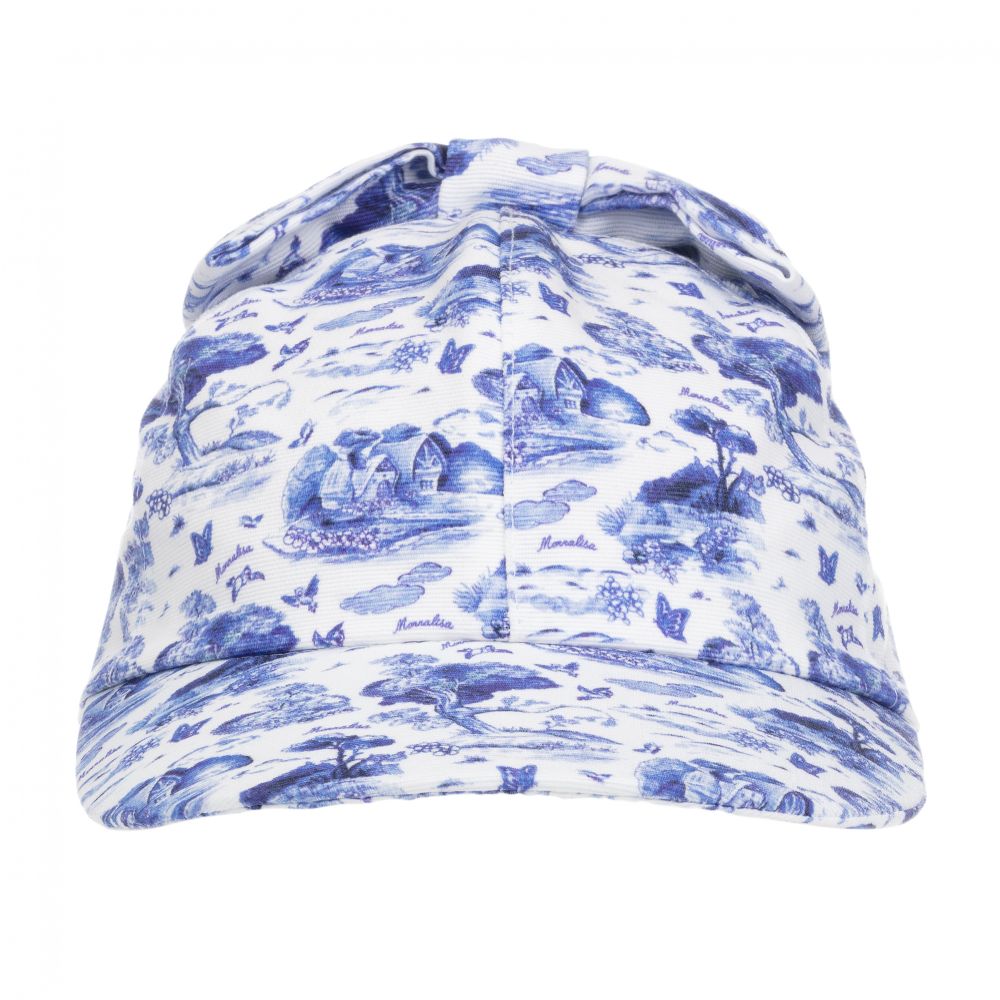 موناليزا-كاب قطن لون أبيض وأزرق للبنات | Childrensalon Outlet