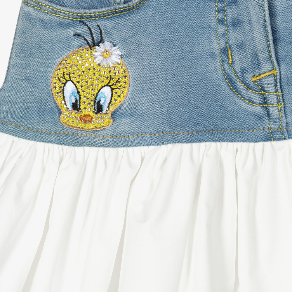 Monnalisa-Blue & White Tweety Skirt | Childrensalon Outlet