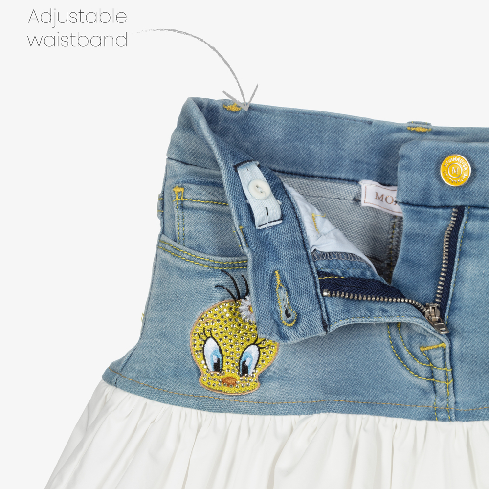 Monnalisa-Blue & White Tweety Skirt | Childrensalon Outlet