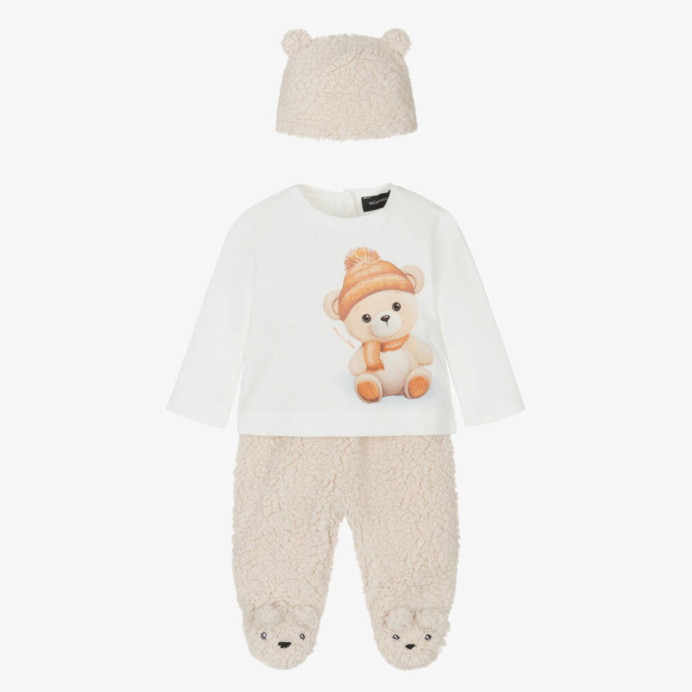 Monnalisa-Boys Beige Teddy Fleece Set | Childrensalon Outlet