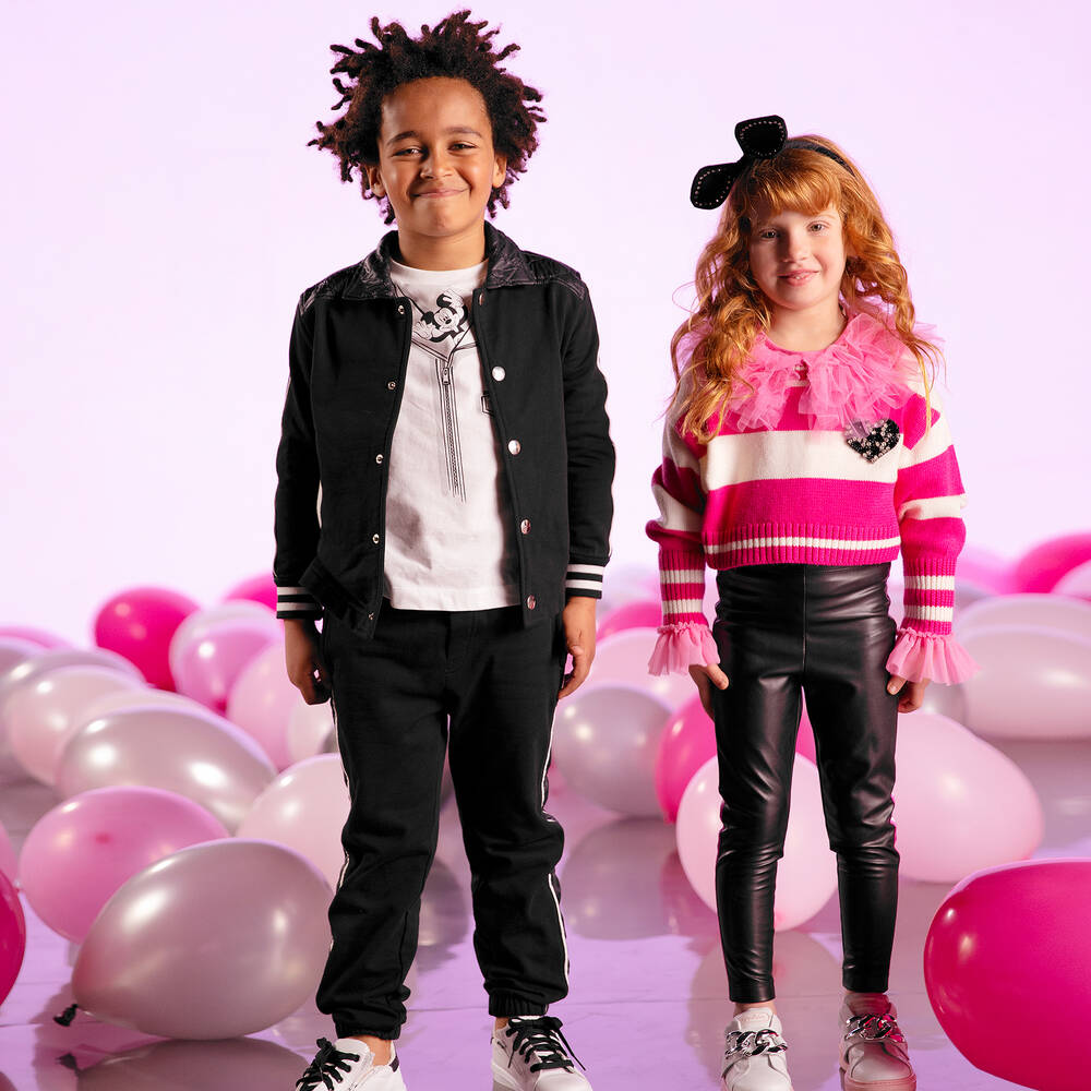 Monnalisa-Boys Black Cotton Joggers | Childrensalon Outlet