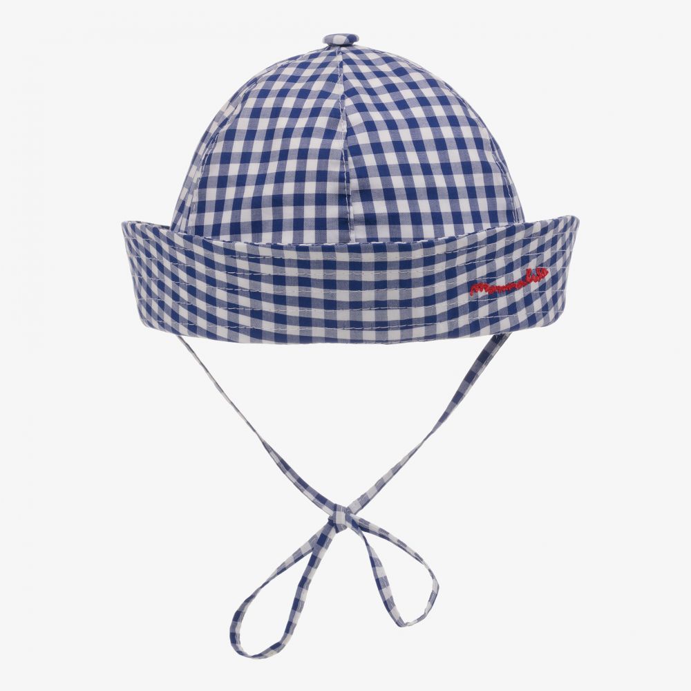 Monnalisa - Boys Blue & White Gingham Hat | Childrensalon