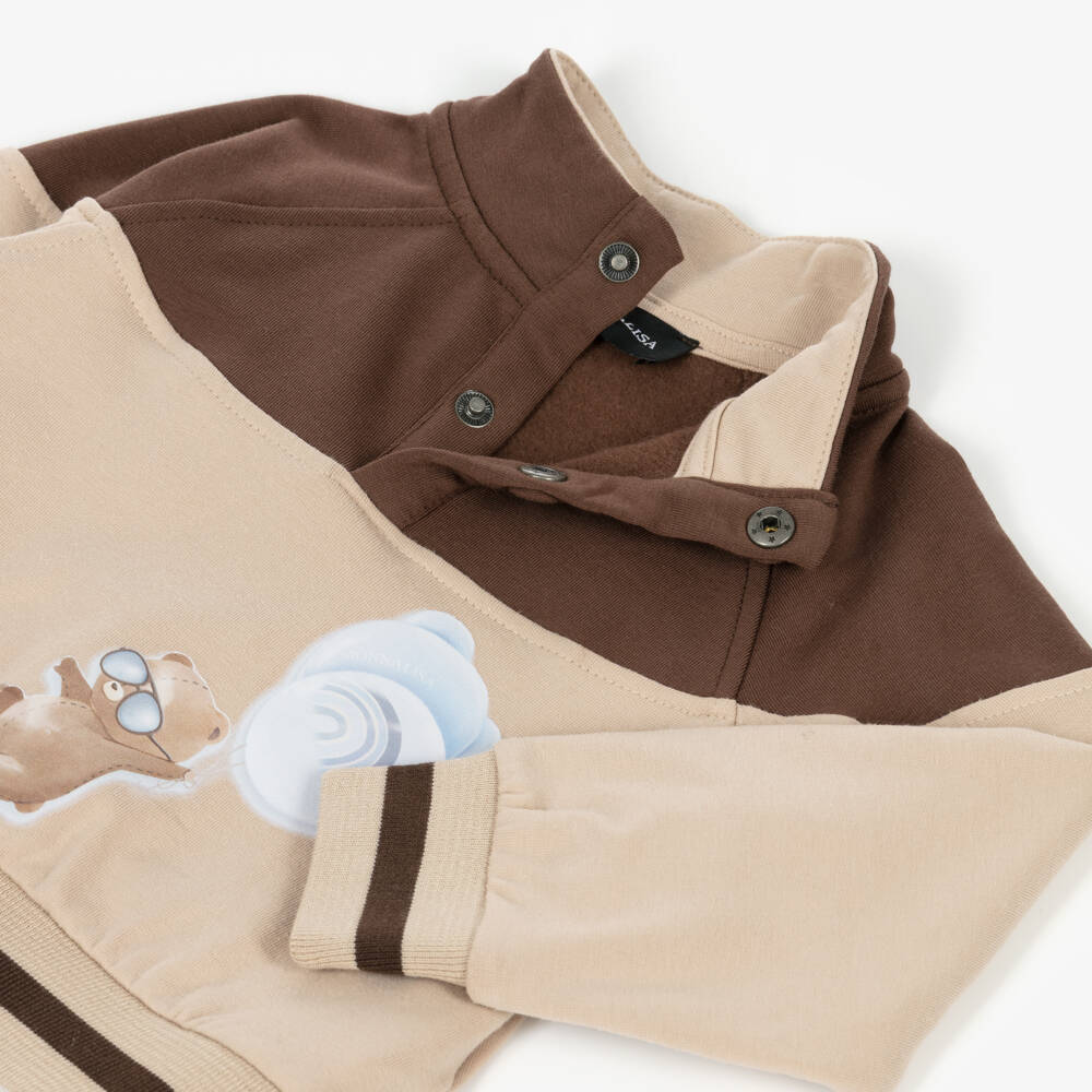 Monnalisa-Уютный коричневый свитшот для мальчиков | Childrensalon Outlet