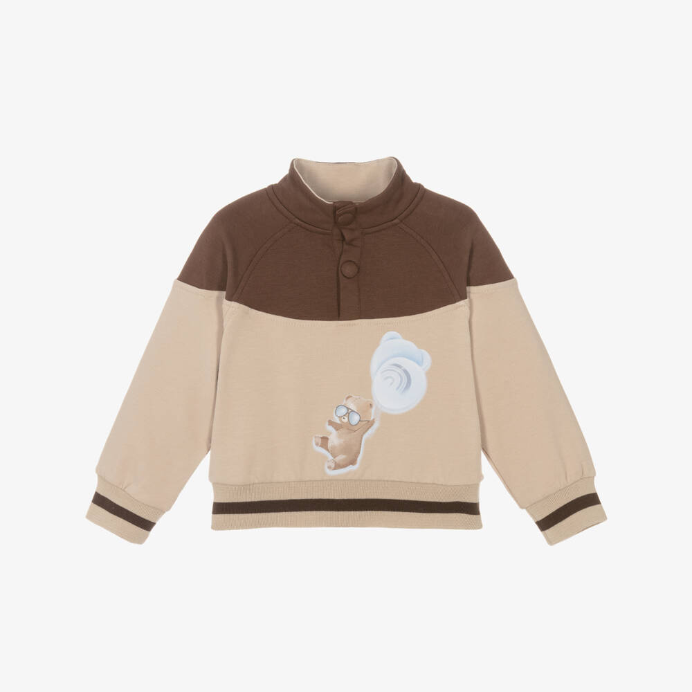 Monnalisa-Уютный коричневый свитшот для мальчиков | Childrensalon Outlet