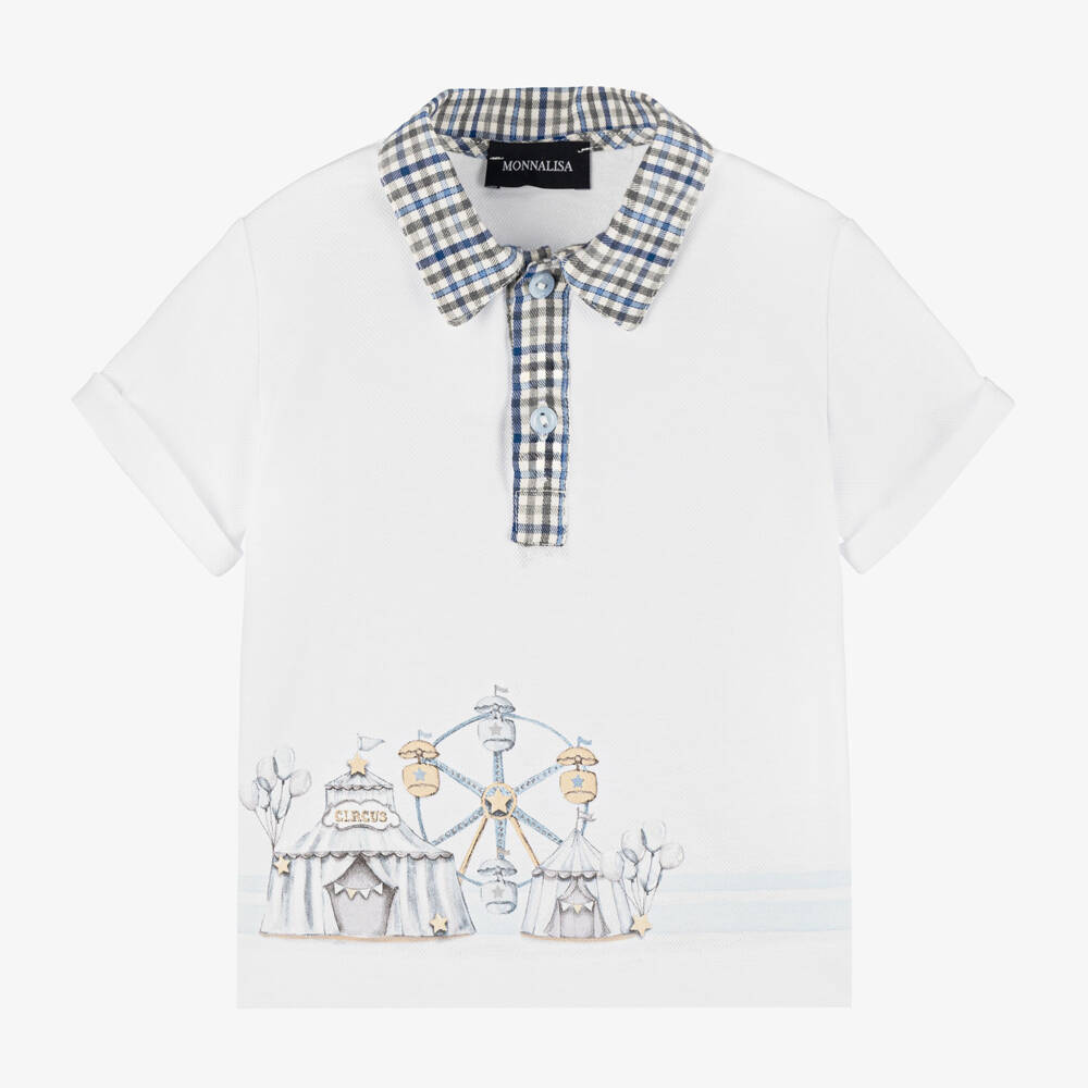 Monnalisa-Boys Cotton Polo Top in White | Childrensalon Outlet