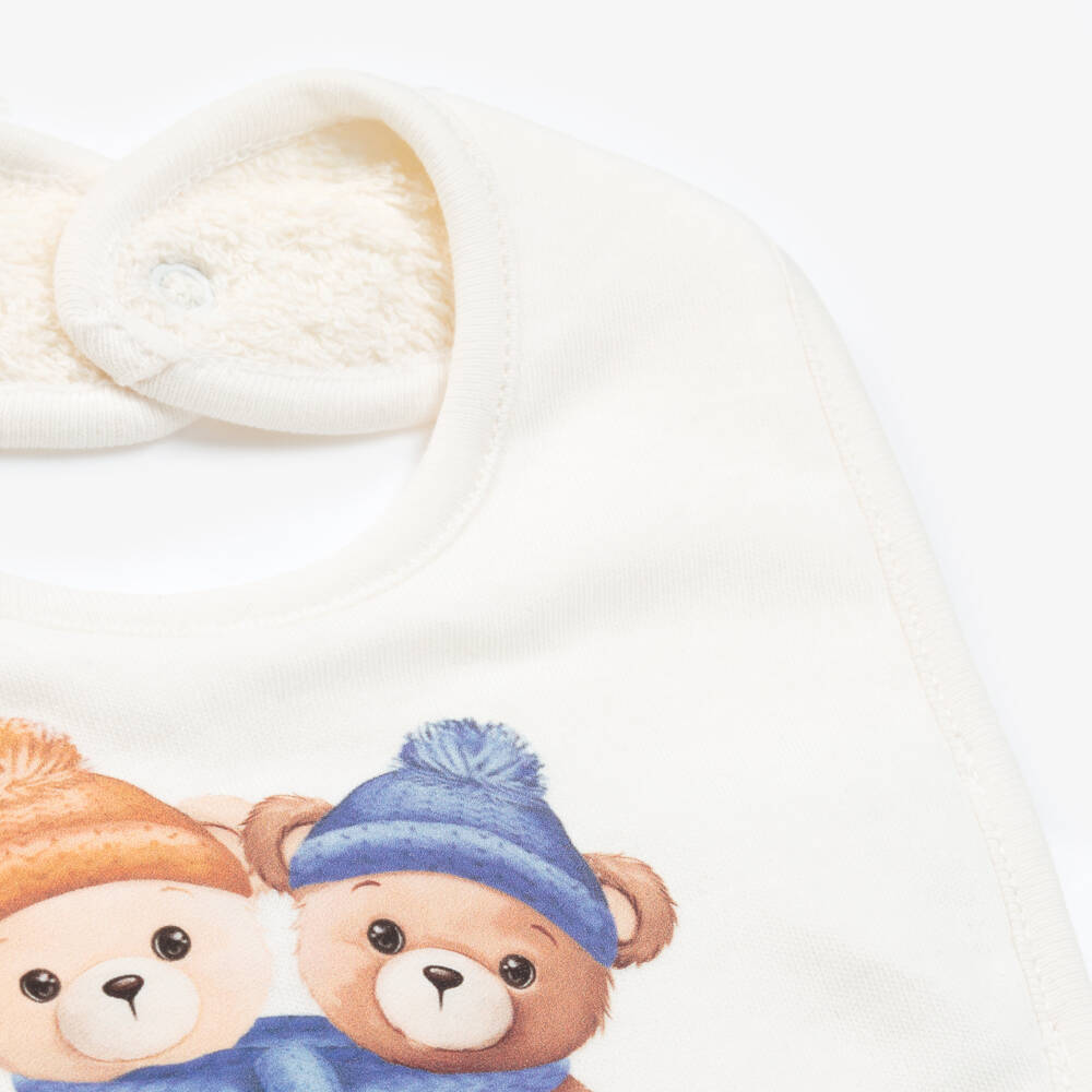 موناليزا-مريلة بطبعة تيدي قطن لون عاجي للمواليد | Childrensalon Outlet