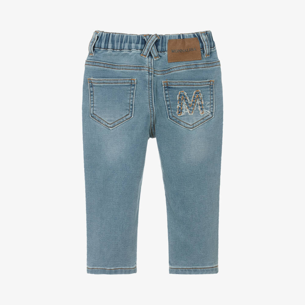 Monnalisa-Boys Denim Jeans with Bear Embroidery | Childrensalon Outlet