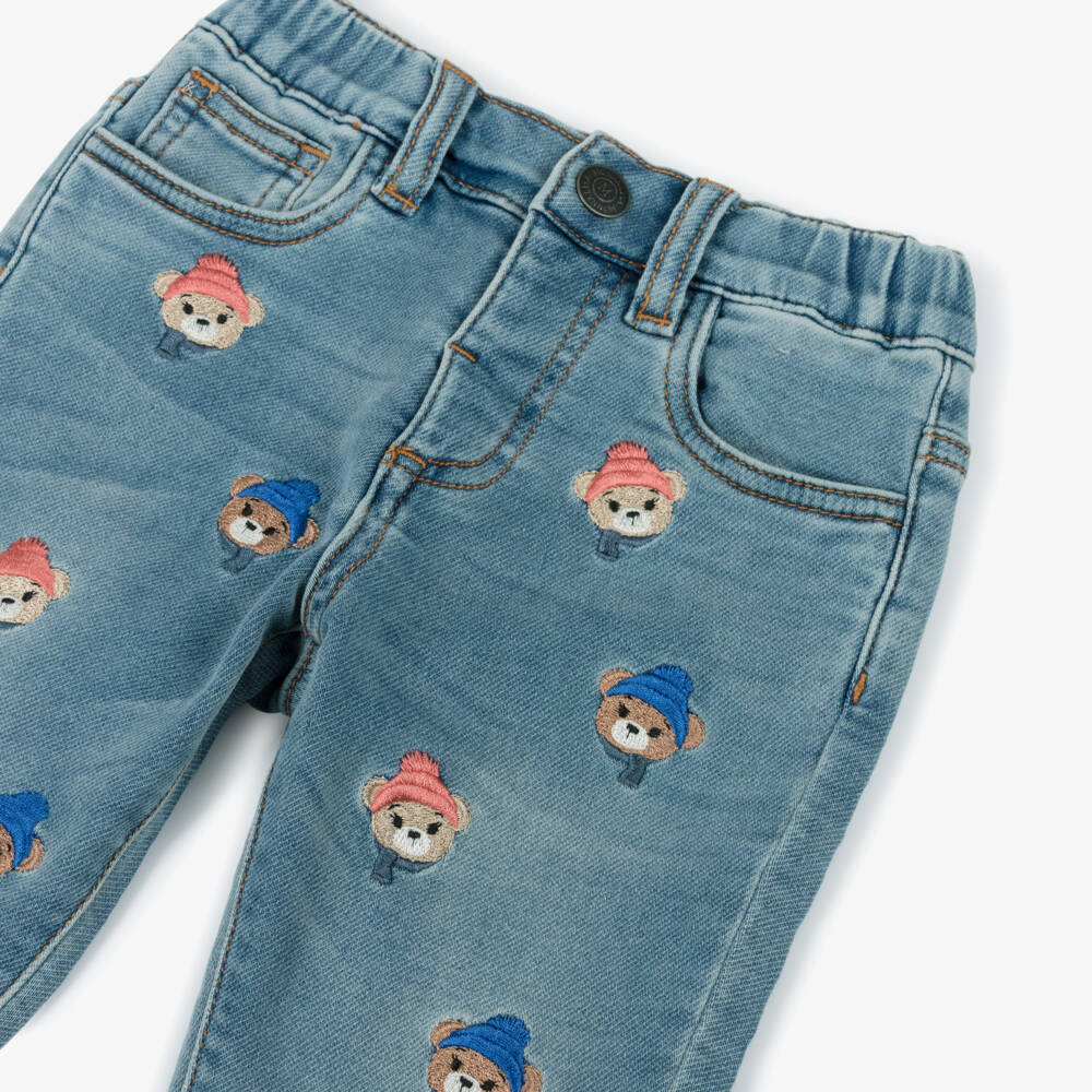 Monnalisa-Boys Denim Jeans with Bear Embroidery | Childrensalon Outlet