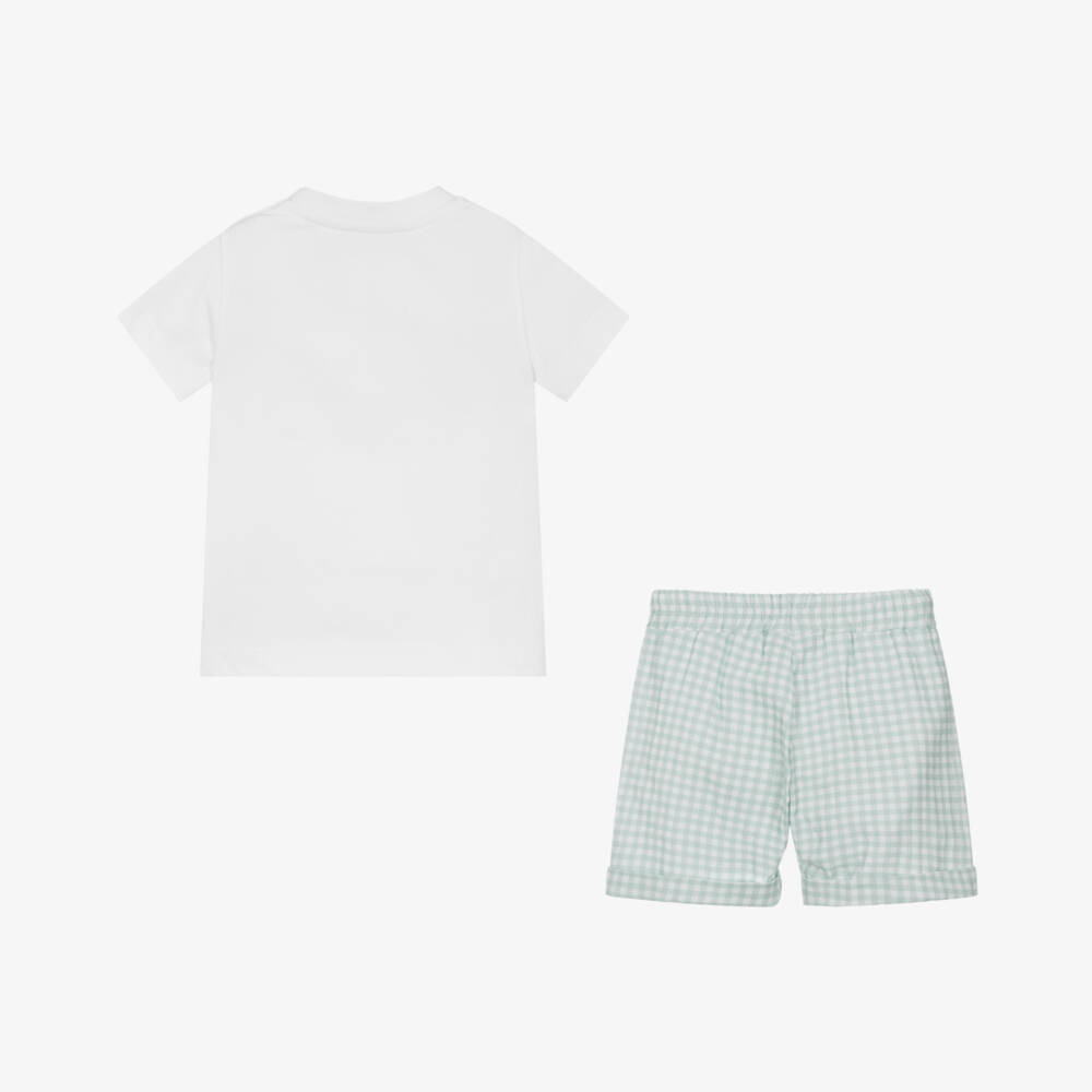 Monnalisa-Boys Green & White Plaid Outfit | Childrensalon Outlet