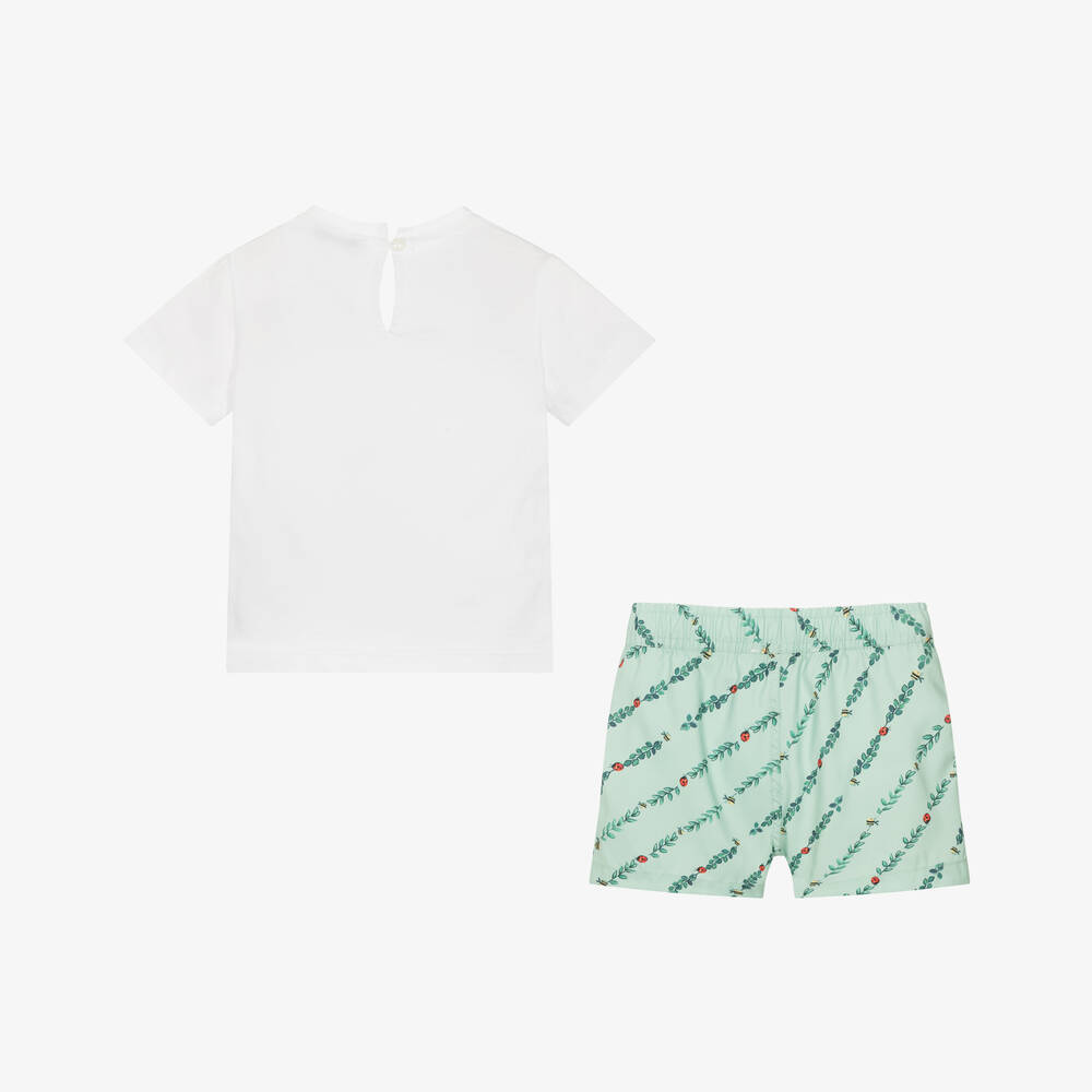 Monnalisa-Boys Green & White Swim Shorts Set | Childrensalon Outlet