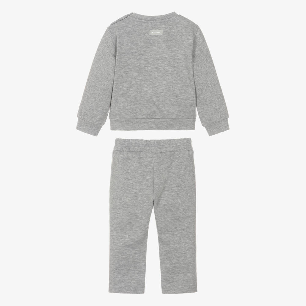 Monnalisa-Boys Grey Cotton Jersey Disney Tracksuit with Mickey Mouse | Childrensalon Outlet