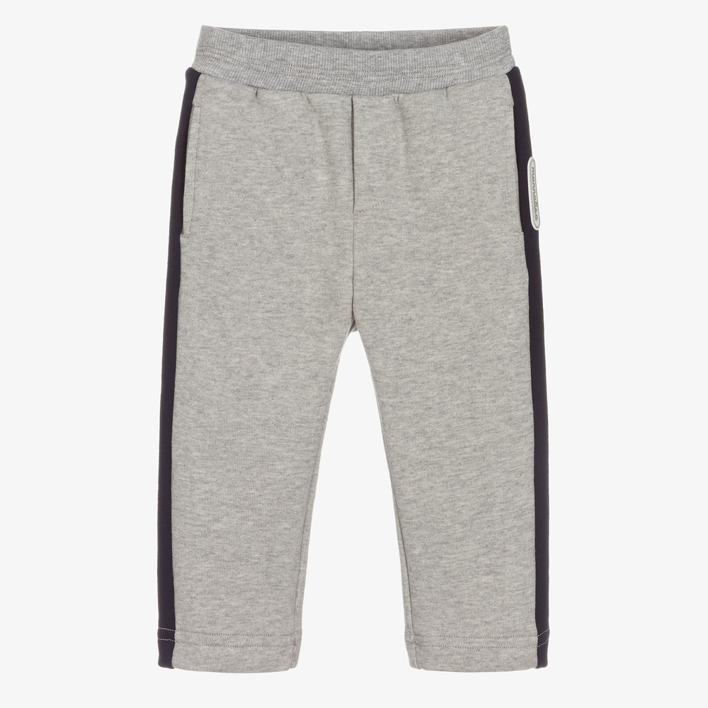 Monnalisa - Boys Grey Cotton Logo Joggers | Childrensalon