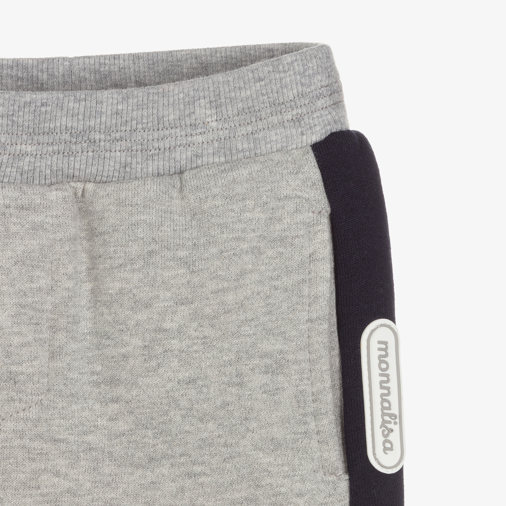 Monnalisa-Boys Grey Cotton Logo Joggers | Childrensalon Outlet