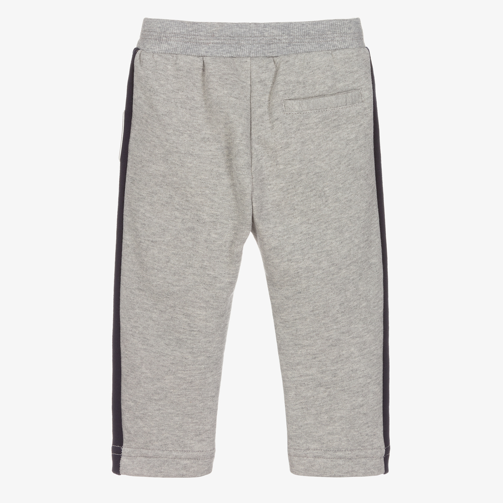 Monnalisa-Boys Grey Cotton Logo Joggers | Childrensalon Outlet