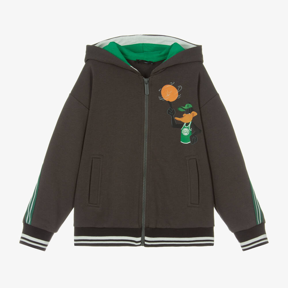 Monnalisa - Boys Grey Cotton Looney Tunes Zip-Up Top | Childrensalon