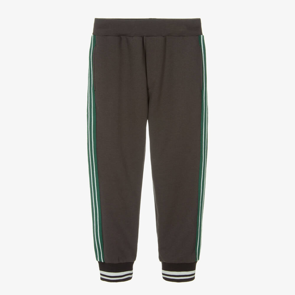 Monnalisa-Boys Grey & Green Cotton Joggers  | Childrensalon Outlet
