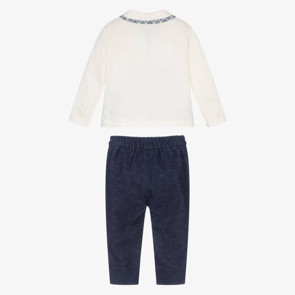 Monnalisa-Boys Ivory and Navy Outfit Set | Childrensalon Outlet