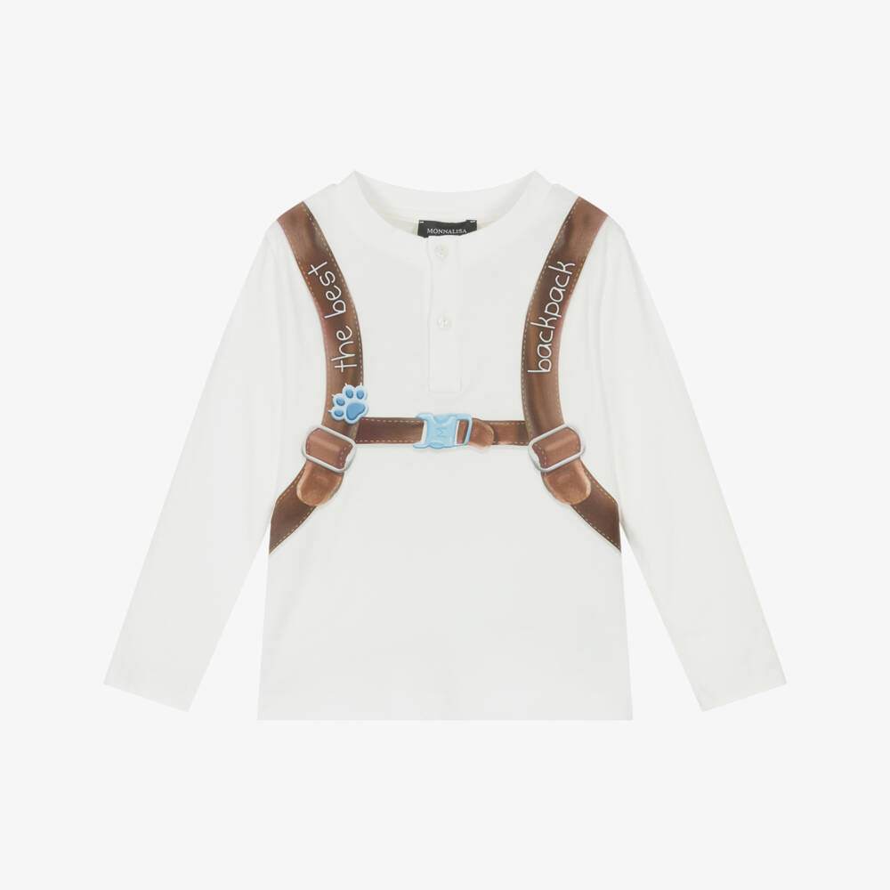 Monnalisa-قميص عاجي للأولاد مع حقيبة ظهر على شكل دب | Childrensalon Outlet
