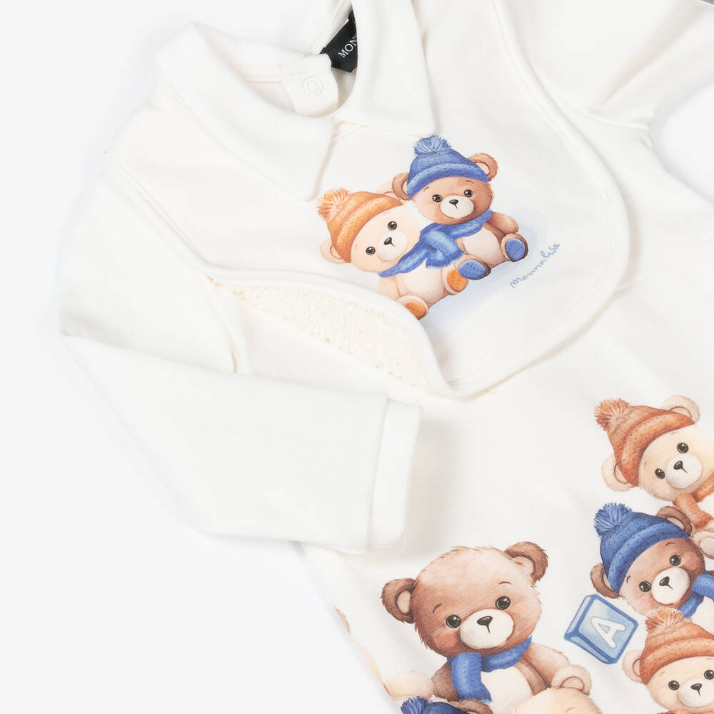 Monnalisa-Boys Ivory Bear Print Babysuit Set | Childrensalon Outlet