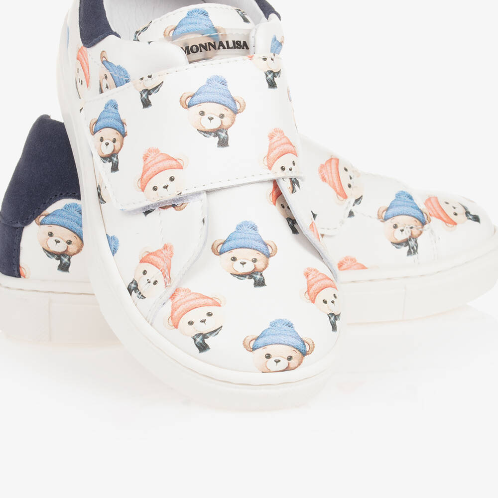 Monnalisa-Boys Ivory Bear Print Trainers | Childrensalon Outlet