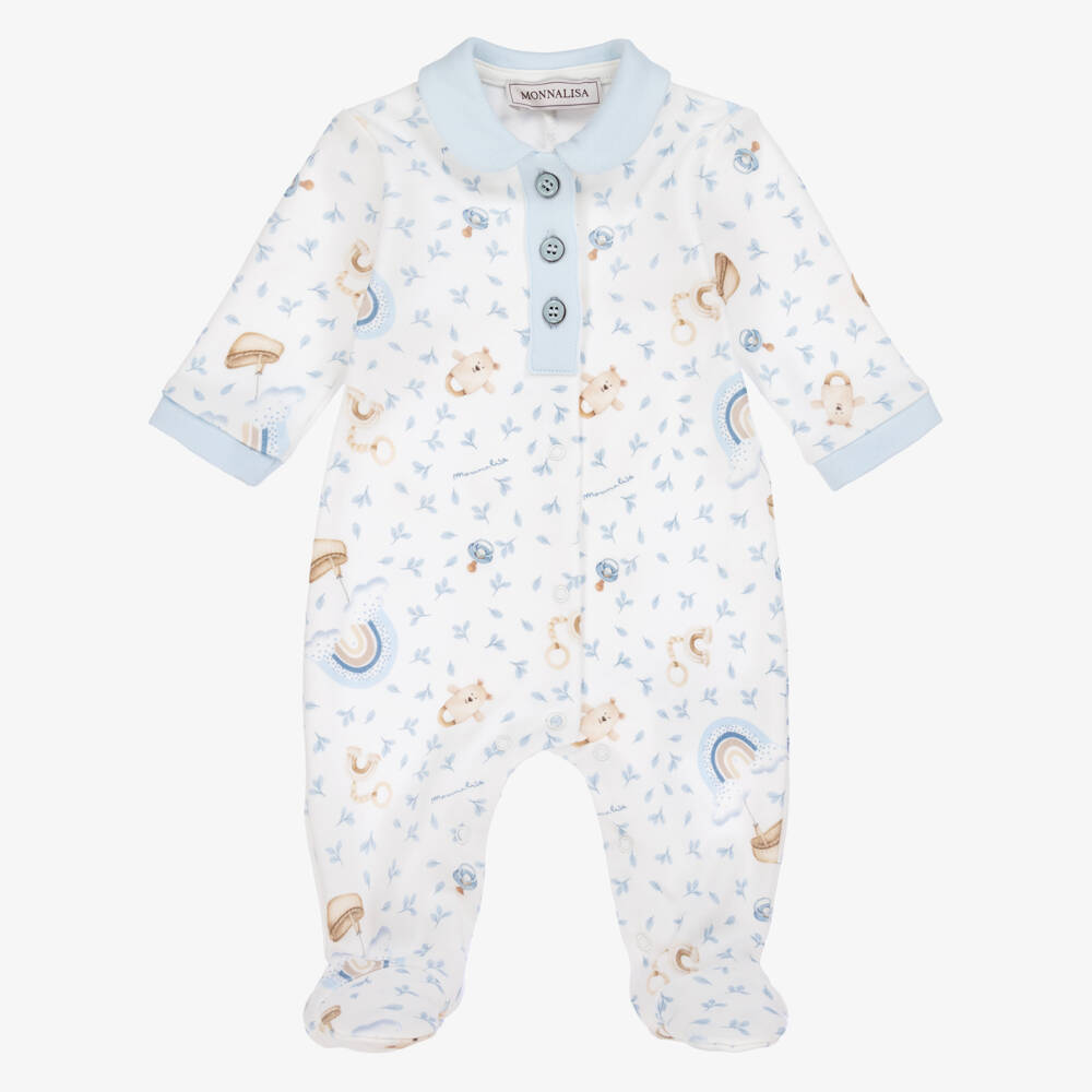 Monnalisa-Кремовый комбинезон с медвежонком и радугой для мальчиков | Childrensalon Outlet