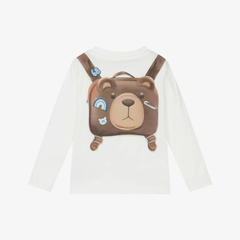 Monnalisa-Кремовый рюкзак с медведем для мальчиков | Childrensalon Outlet