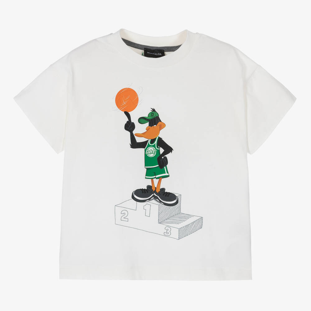 Monnalisa - Boys Ivory Cotton Looney Tunes T-Shirt | Childrensalon