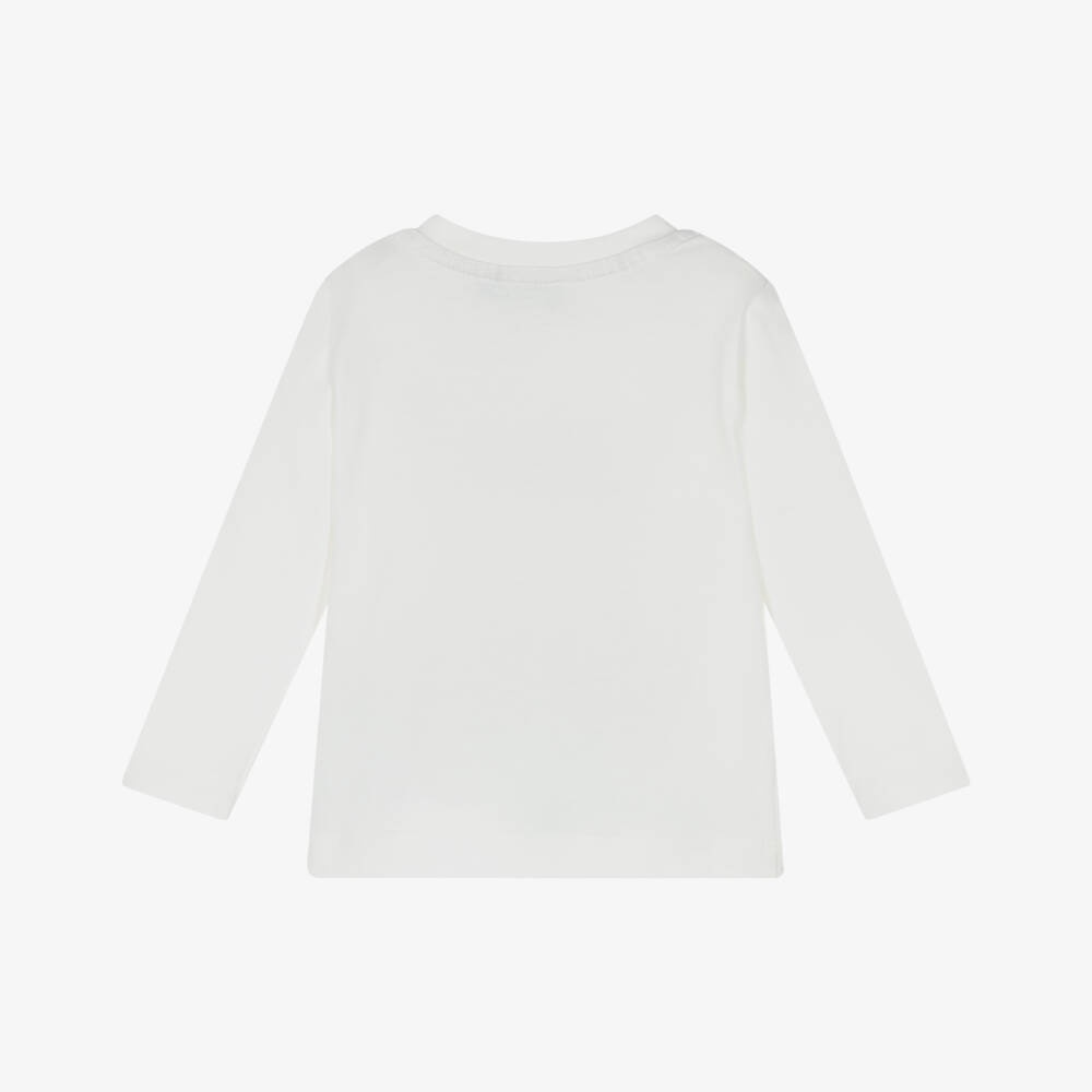 Monnalisa-Кремовый хлопковый топ с медведем для мальчиков | Childrensalon Outlet