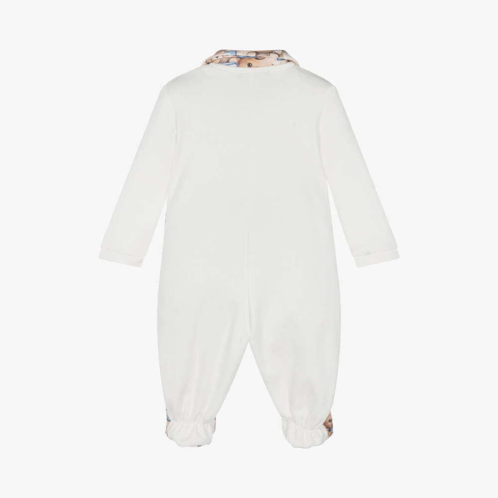 Monnalisa-Boys Ivory Teddy Cotton Sleepsuit | Childrensalon Outlet