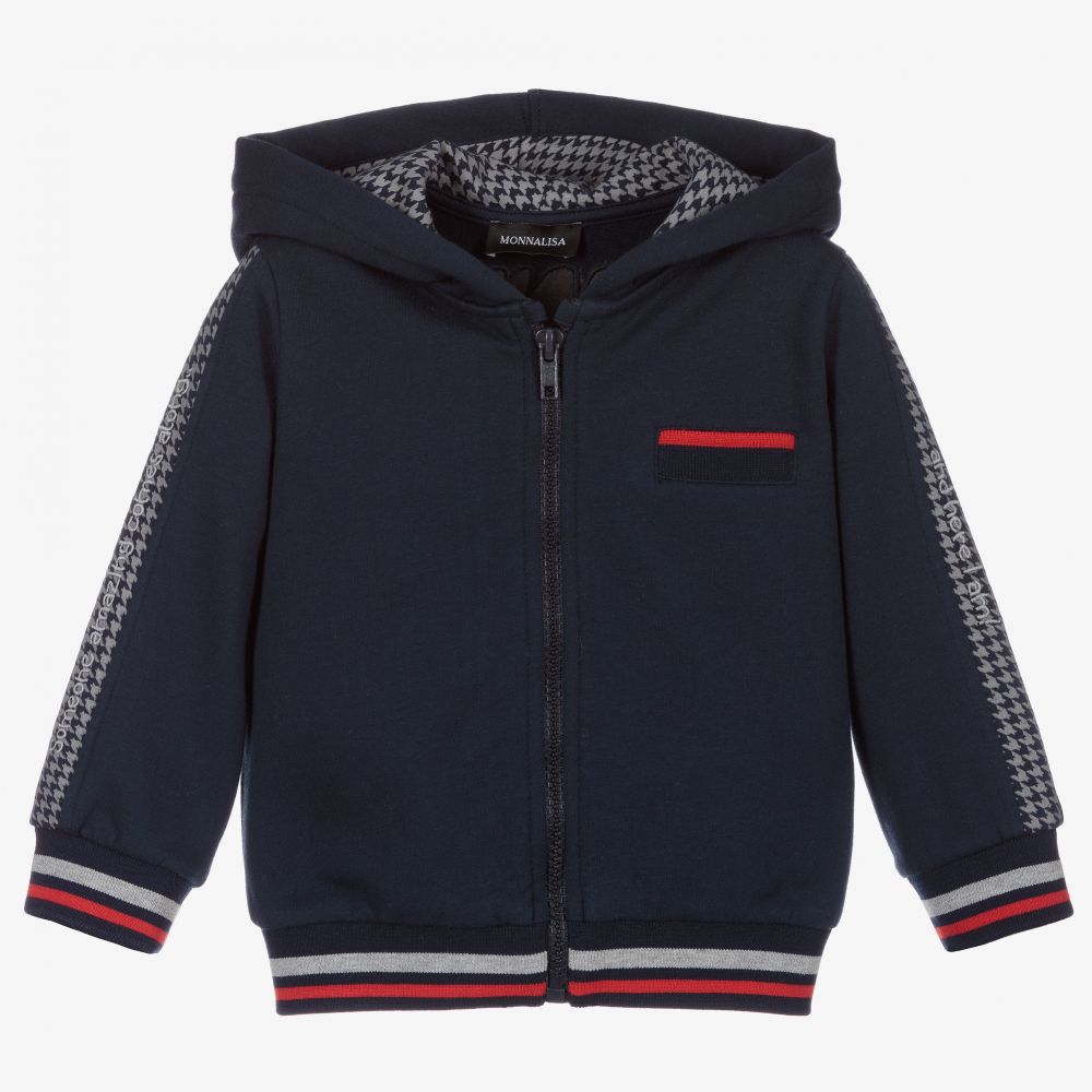 Monnalisa-Boys Navy Blue Zip-Up Top  | Childrensalon Outlet
