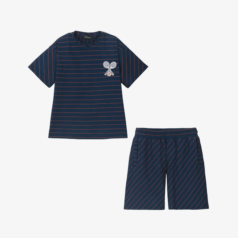 Monnalisa-Boys Navy Cotton Tennis Ensemble | Childrensalon Outlet
