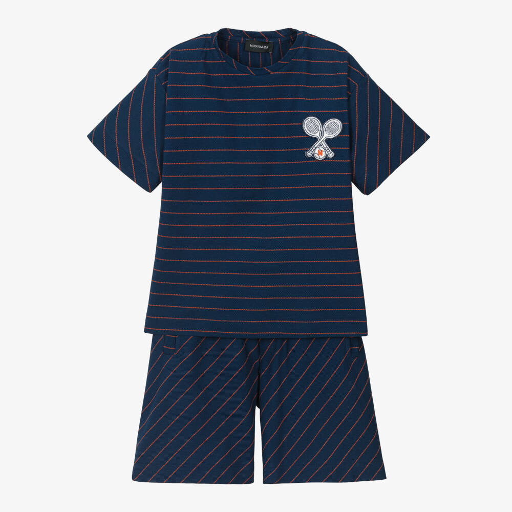 Monnalisa-Boys Navy Cotton Tennis Ensemble | Childrensalon Outlet